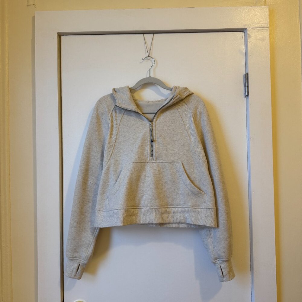 Heathered Bone Scuba Oversized Half-Zip Hoodie M/L